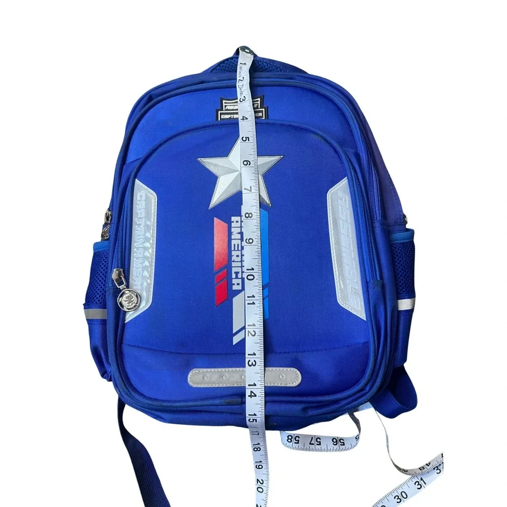 Marvel Captain America Kids Backpack Blue Superhero School Bag Star Assemble